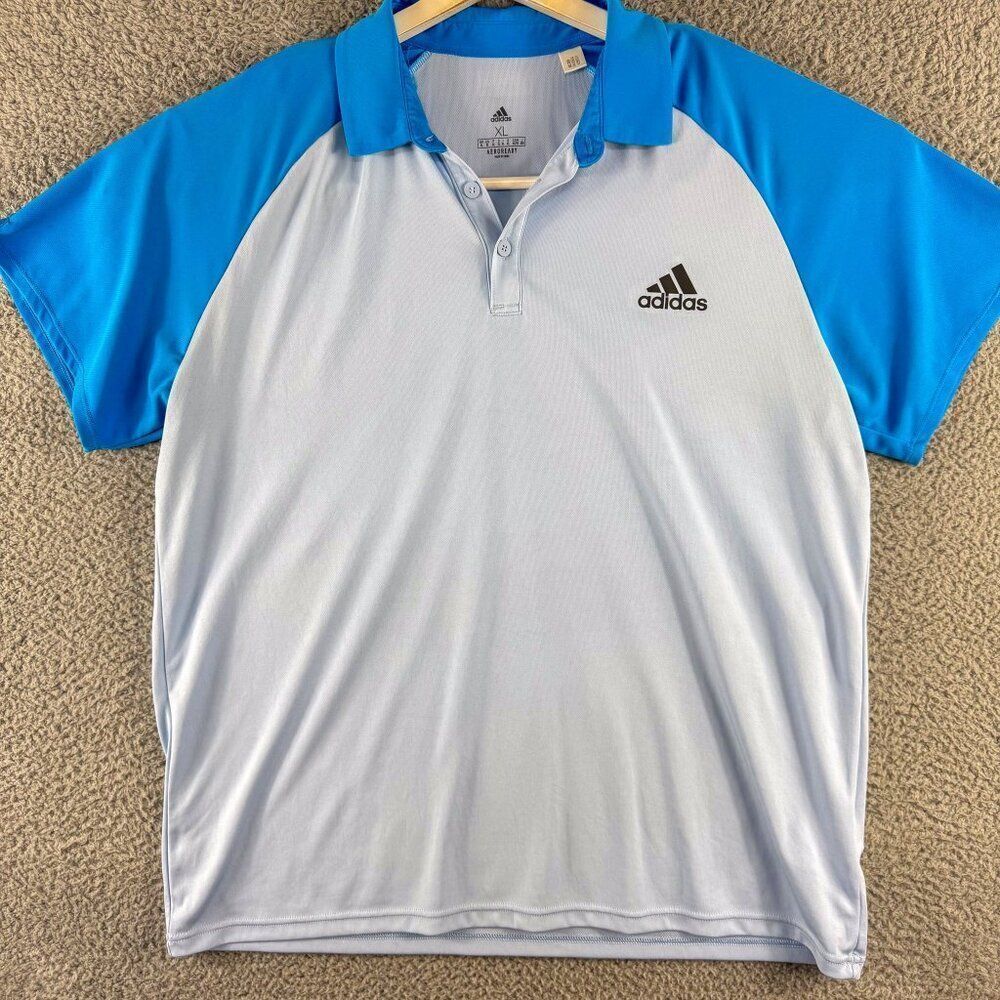 Adidas Golf Polo Shirt Mens XL Blue Gray Areoready Golfer Office Casual Athletic